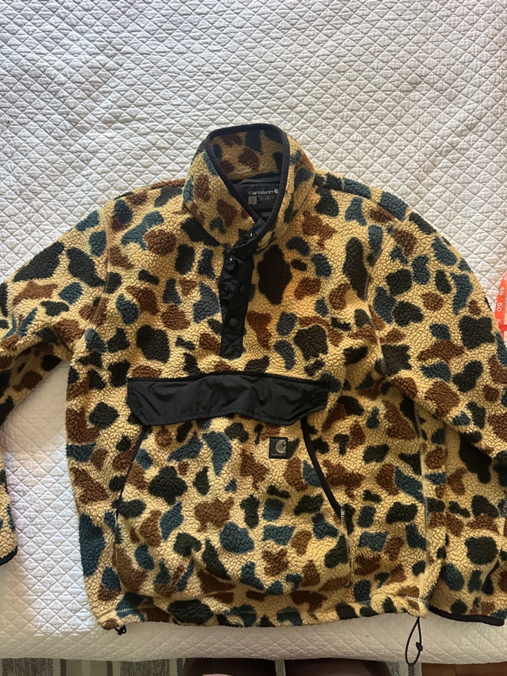 Carhartt Tan and Brown Camo Sherpa Pullover with Black Trim